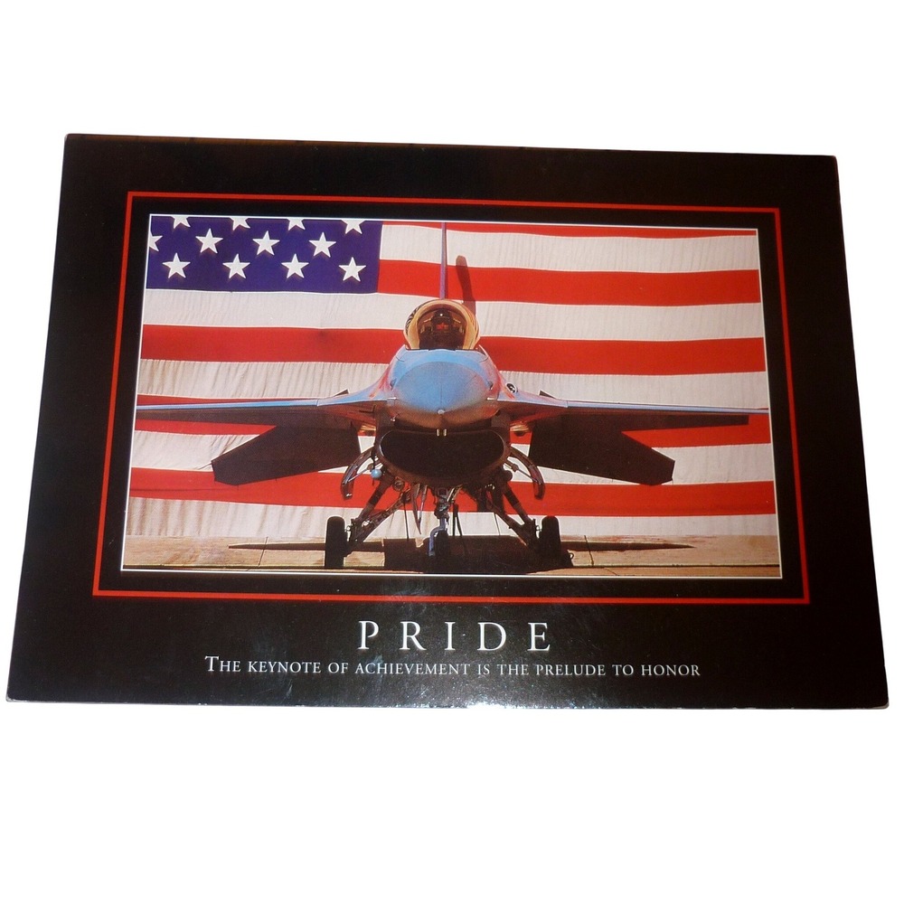 Vtg 1995 Mach 1 F-16 Fighting Falcon Pride American Flag Greeting Card NCG-9013
